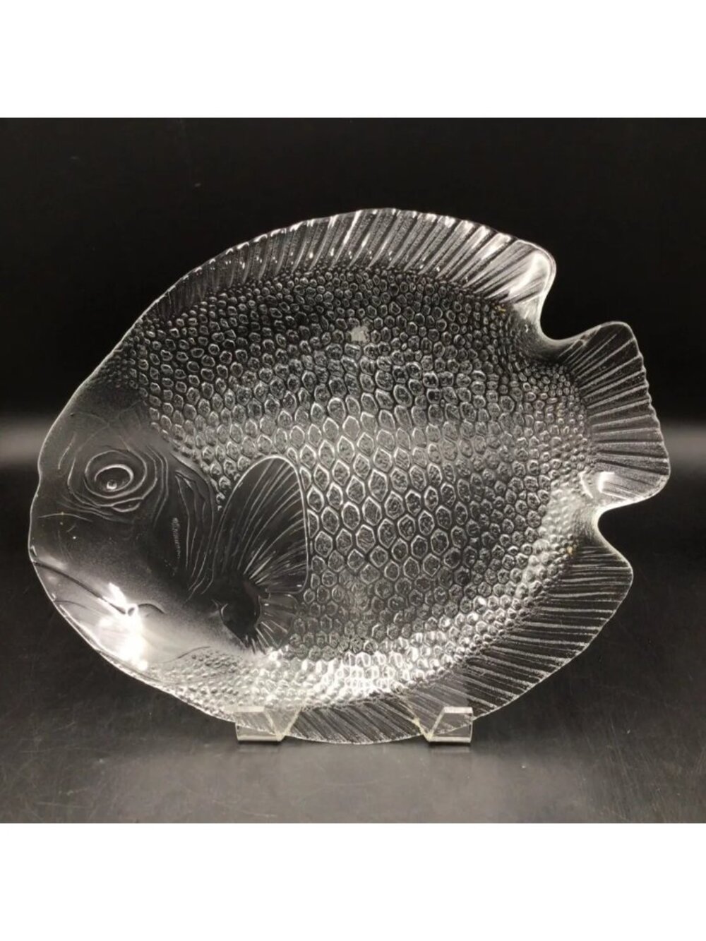 VTG ARCOROC FRANCE Fish Shaped Clear Glass Decorative Platter 12 x 15.5